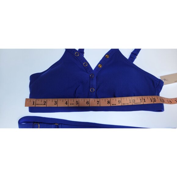 Robin Piccone Bikini Swim Top M Color Blue   Bottom  Mid Rise Solid  Sz M#17 - Picture 7 of 8